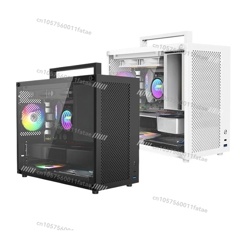 Chassis White Matx Main Board Power Supply Mid Tower Side Through Desktop Mini ITX Computer Empty Case