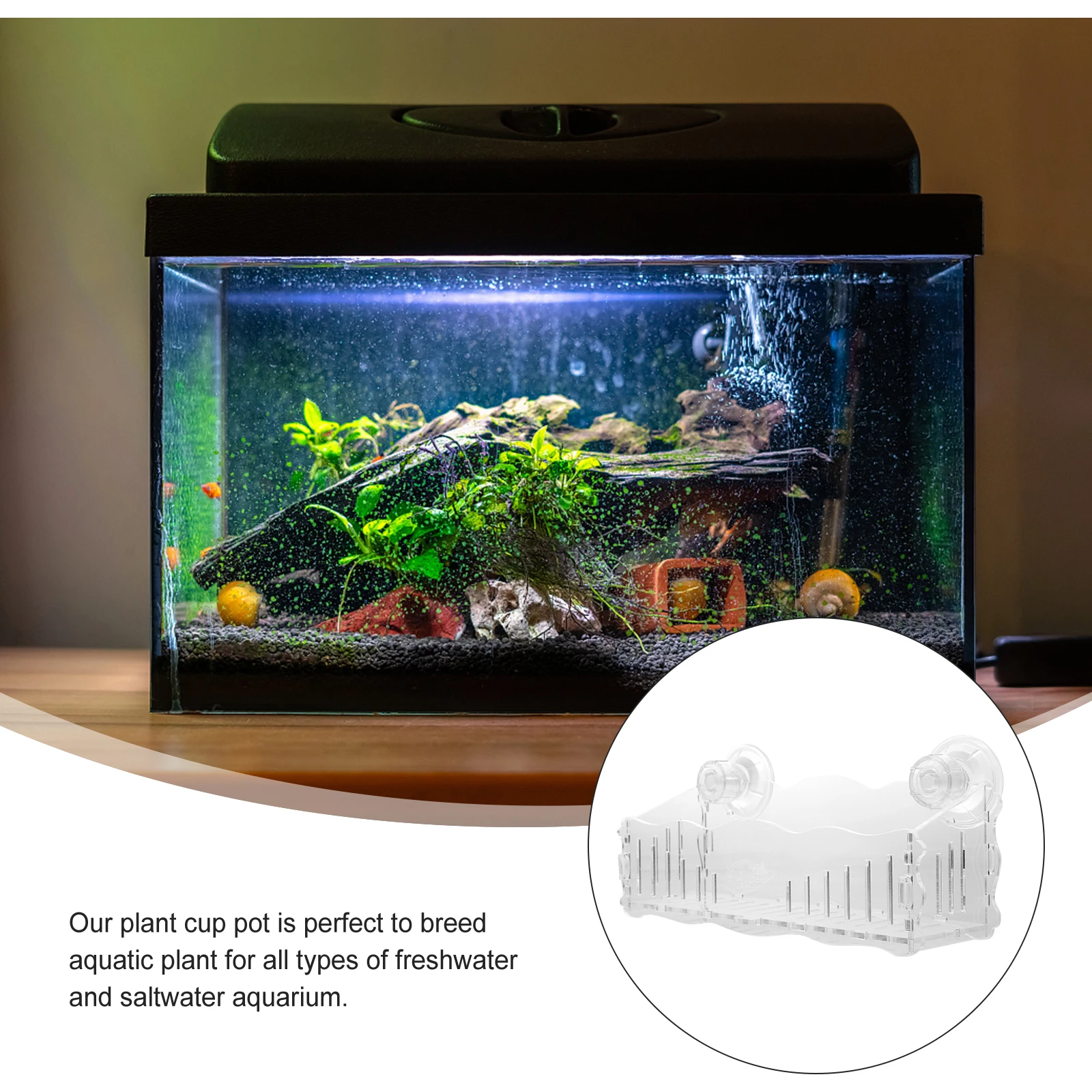 

Aquarium Planting Cup Water Planter Acrylic Flowerpot Fish Tank Accessories Decorative Pet Supplies Aquatic Plants