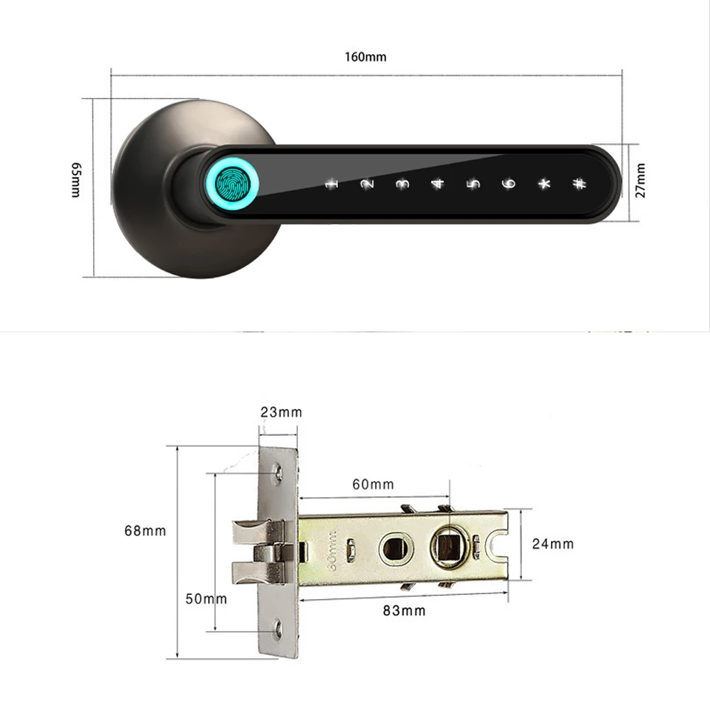 WAFU WF-016 Tuya Smart Fingerprint Electronic Door Lock Smart Bluetooth Password Handle Lock APP Unlock Support iOS/Android