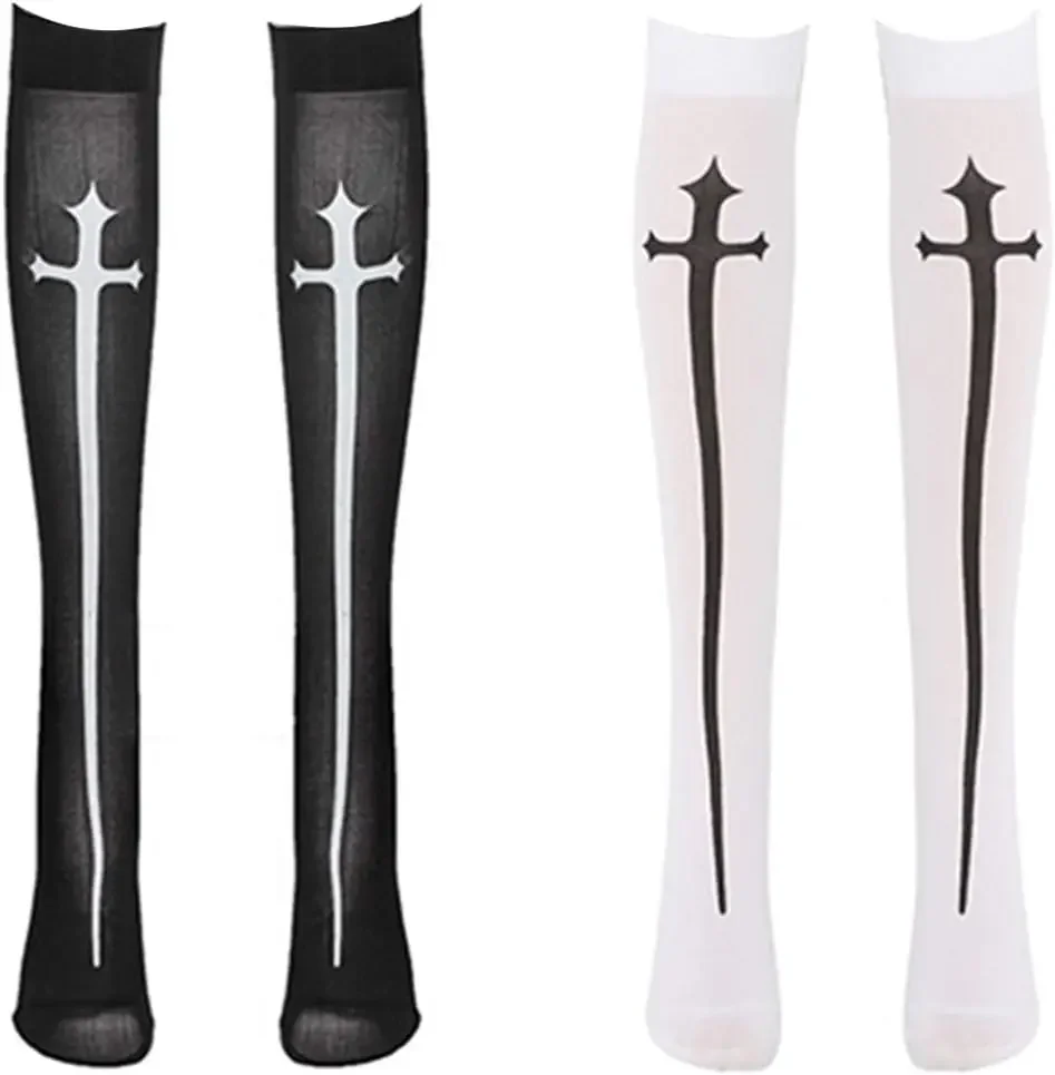 Halloween Knee High Socks Decorative Cosplay Stockings Stockings Halloween Party Decoration Nun Costume Accessories