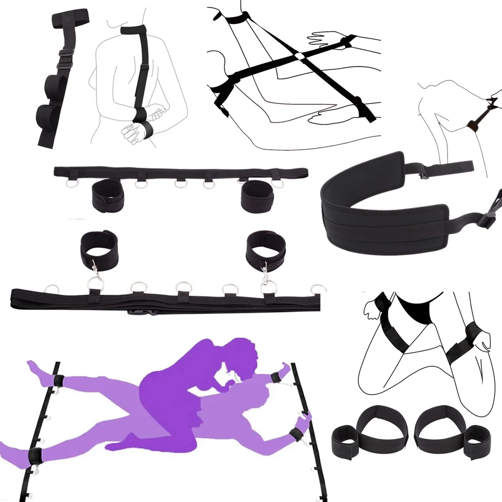 BDSM Bondage Set Adult Games Handcuff Ankle Restraints Sex Toys For Women Couples Slave Bed SM Strap Soft Cuffs Sex Marital sex