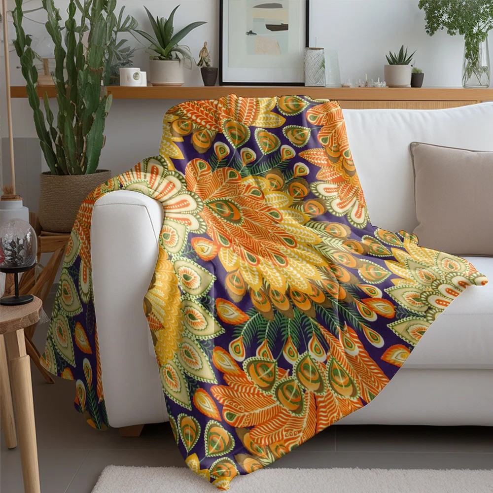 Vibrant Paisley Floral Print Blanket Decorative Throw Sofa Bed Cover for Living Room Bedroom Gift