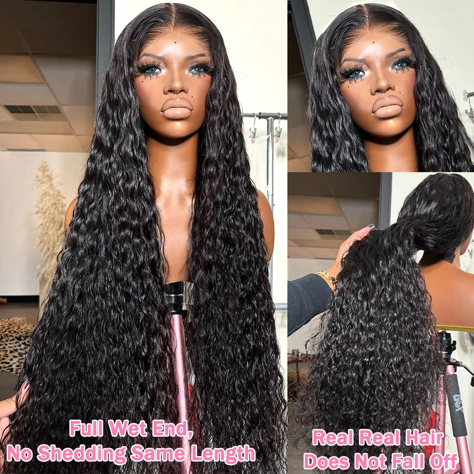 13x6 HD موجة عميقة الدانتيل الباروكة الأمامية أسود 13x4 موجة المياه شعر بشري مجعد 30 40 بوصة إغلاق ارتداء 5x5 غلويليس الدانتيل شعر مستعار أمامي