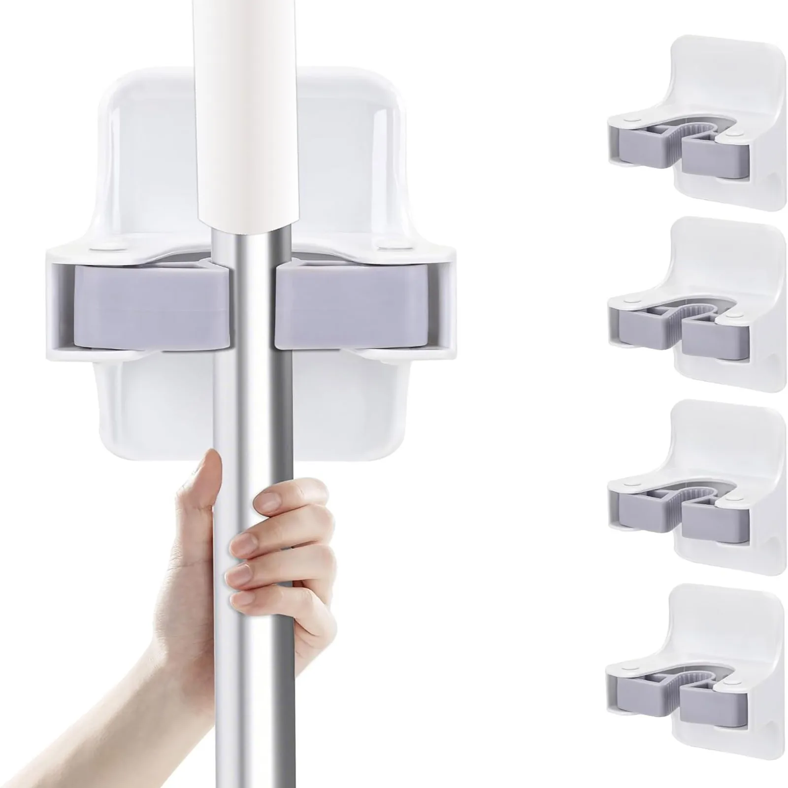 Mop Holder Self-adhesive Broom Stand Wall Mounted Mop Support Sweeping Brush Hook Storage Organizer Bathroom Kitchen Accessories