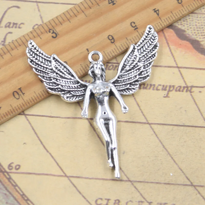 5pcs Charms Angel 56x50mm Antique Silver Color Pendants Making DIY Handmade Tibetan Finding Jewelry