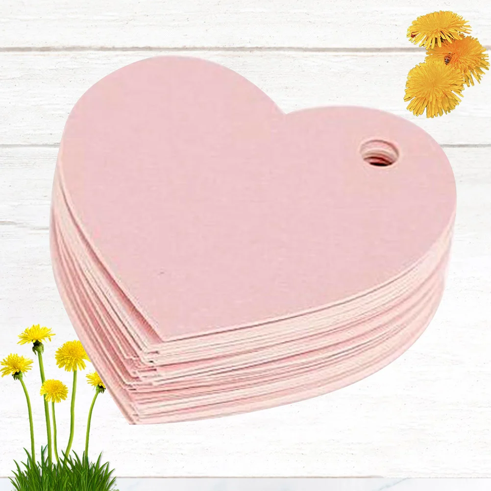 

50 Pcs Pink Decor Heart-shaped Tag Gift Tags Pearlescent Paper Decoration Decorative