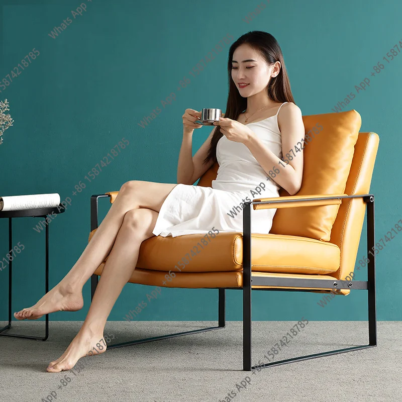 

Nm Designer Leather Single Sofa Living Room Modern Simple Light Luxury Single Chair Nordic Casual Lazy Sofa Single Chair