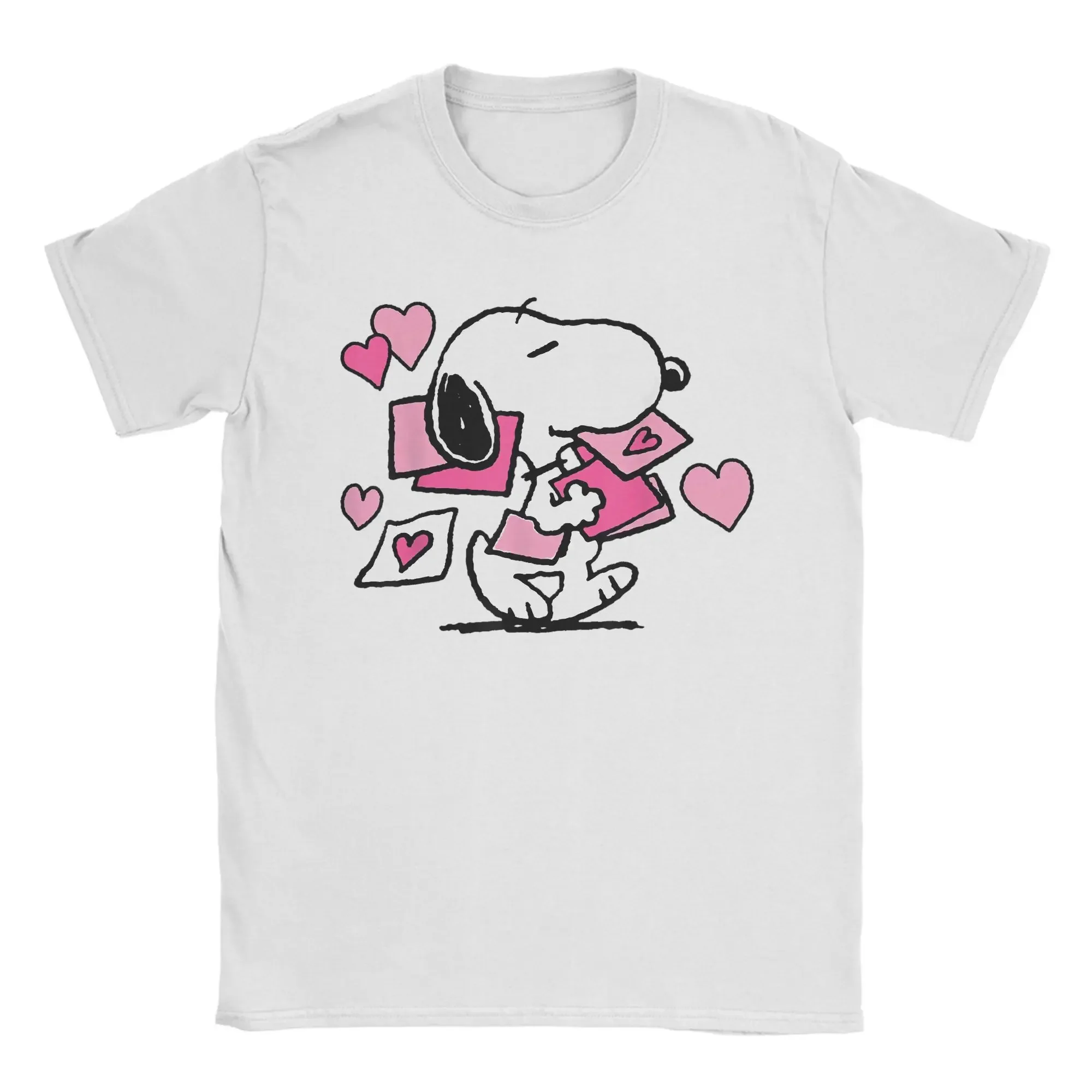 Men Women's Kids Valentines Letter Snoopy T Shirts Cartoon 100% Cotton Tops Unique Short Sleeve O Neck Tees Plus Size T-Shirt