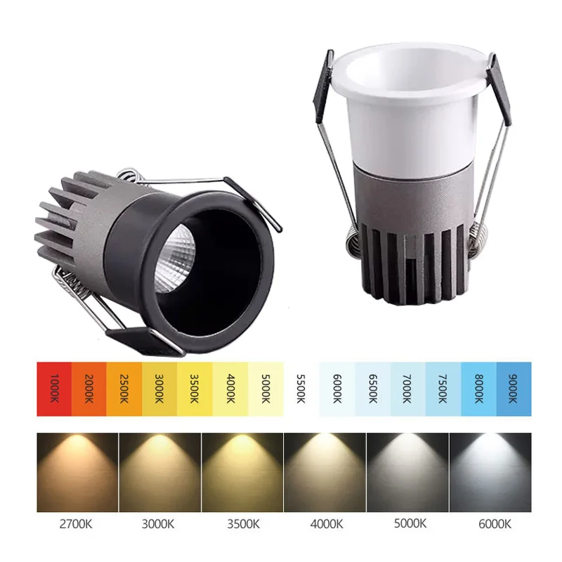 

Mini Deep Anti Glare Downlights COB LED Cutout 35mm Recessed Dimmable 3W 5W CRI90 Ceiling Spot Bulbs Background Lamps