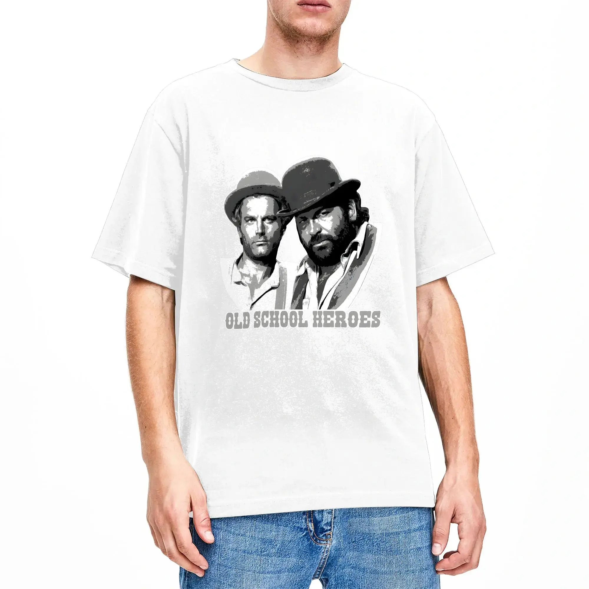 Bud Spencer und Terence Hill Herren-T-Shirt, lustige T-Shirts, kurzärmeliges T-Shirt mit Rundhalsausschnitt, reine Baumwolle, bedruckte Kleidung – Detail 7