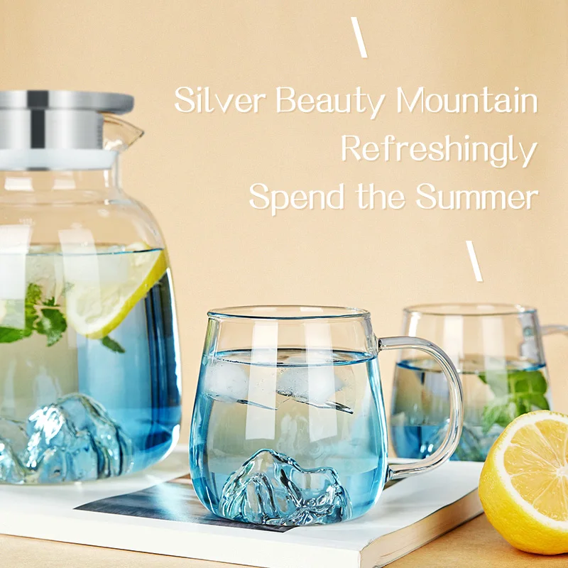 

KAMJOVE 3D чашка Snow Mountain с ручкой, домашняя чашка для завтрака, сок, кофе, прозрачная чашка, милая чашка для чая, молока, стеклянная чашка