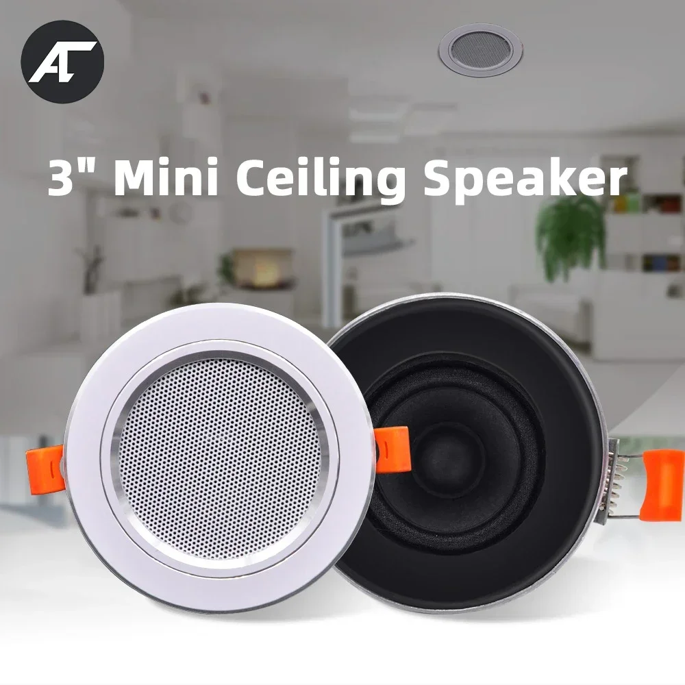 Mini Ceiling Speaker Stereo 3 inch 10W Loudspeaker Home Background Music System Bathroom Moisture-proof Public Address Wall Horn