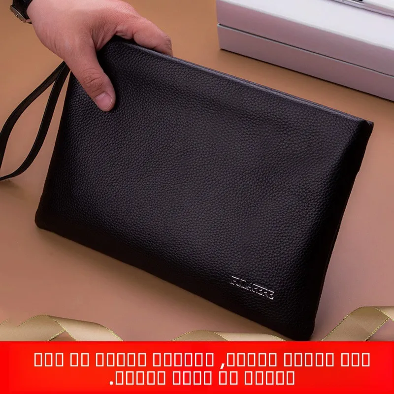 

Genuine Leather Handbag for Men Large Capaci Busin Casual Clutch Bag Trendy Men's Bag Soft Handle No oulder Strap