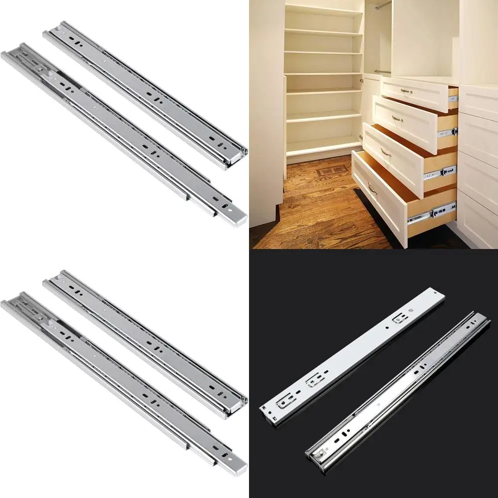 

18 шарикоподшипниковых направляющих для ящиков из цельной стали - доступны разные длины, нагрузка до 100 фунтов. Вместительность, боковое крепление с винтами