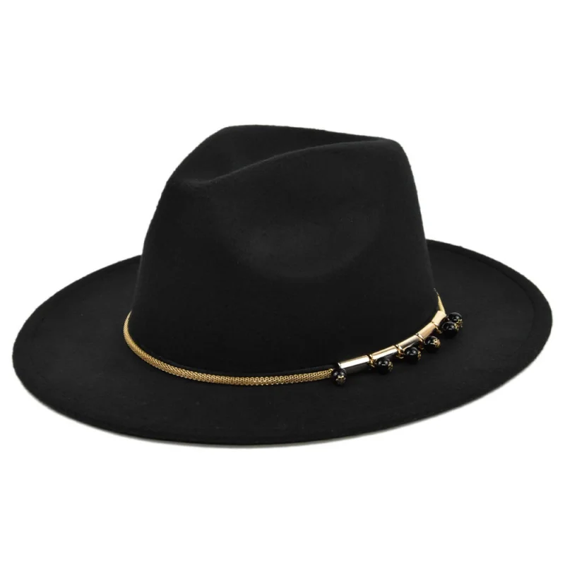 

AliExpress Amazon New Woolen British Retro Top Broad-Brimmed Straight Edge Fedora Hat