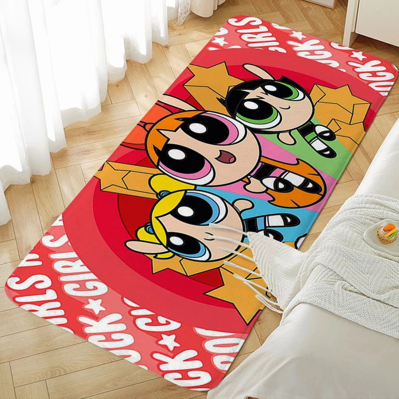 Bathroom Rug The P-Powerpuffs Girls Foot Mat Carpet for Bedroom Floor Living Room Soft Bathmat Home Entrance Mats Funny Doormat