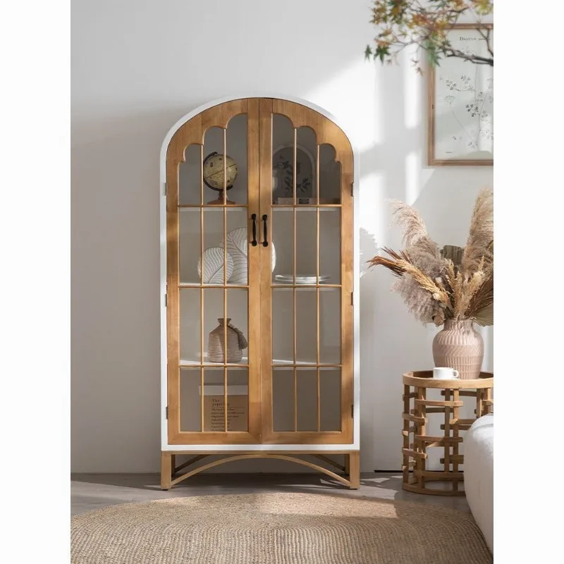 multi-layer locker bookcase with glass door household solid wood wine cabinet against the wall living room