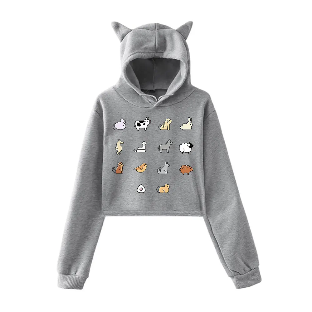 Fruit Basket Merch Zodiac Animals Hoodie Vintage 90s Streetwear Hoodies Fashion Sports Sweatshirts for Girls Cat Ear Crop