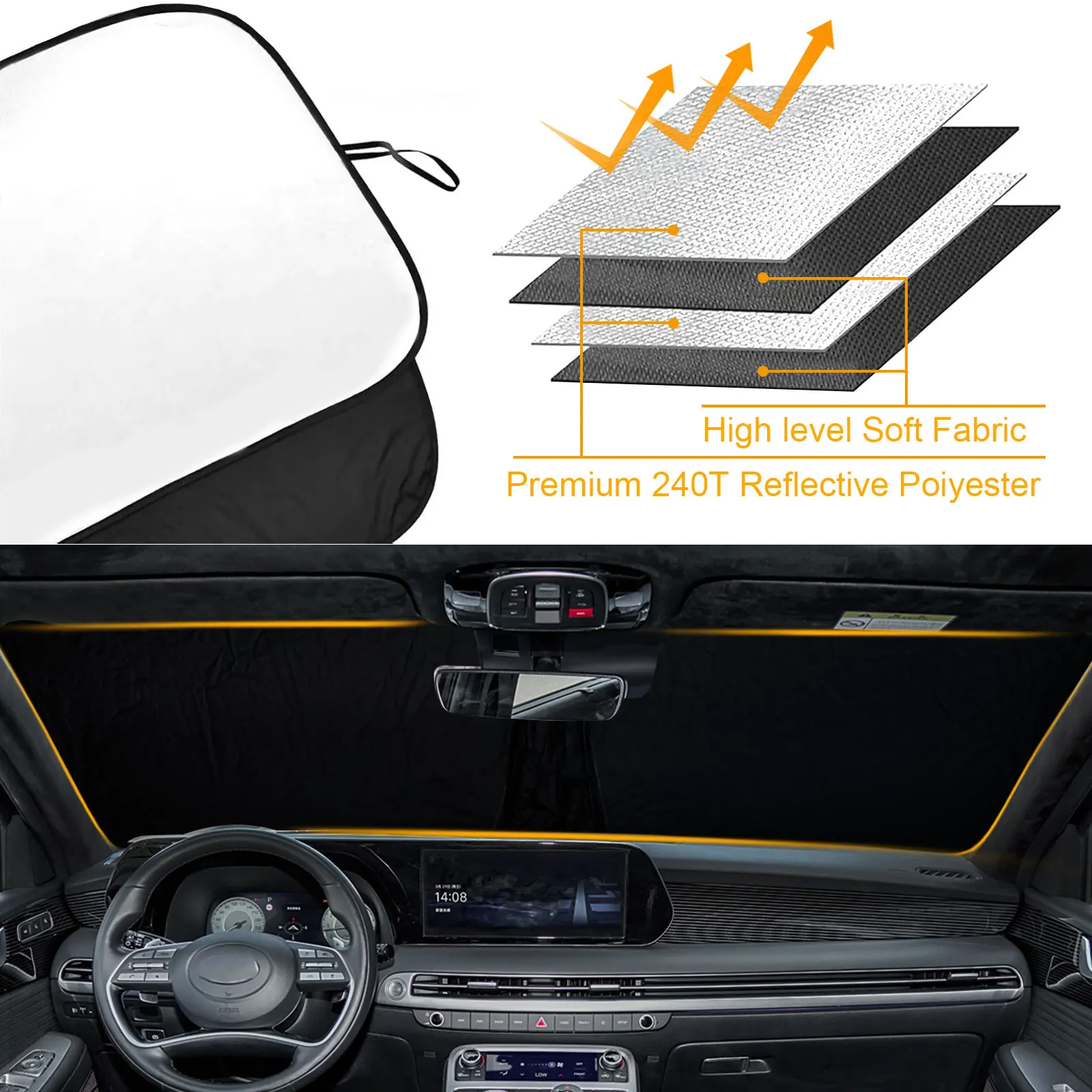 Car Windshield Visor Sunscreen Window Sun Shade Blocks Parasol Coche UV Rays Driver Protection For Hyundai Palisade 2020-2025