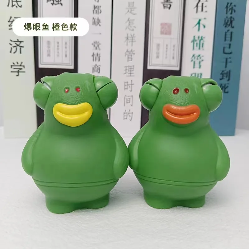 1pcs Decompression Gaze Green Headed Monster Pinch Music Toy Creative Desktop Ornaments Healing Gifts  Squishy Rebunging