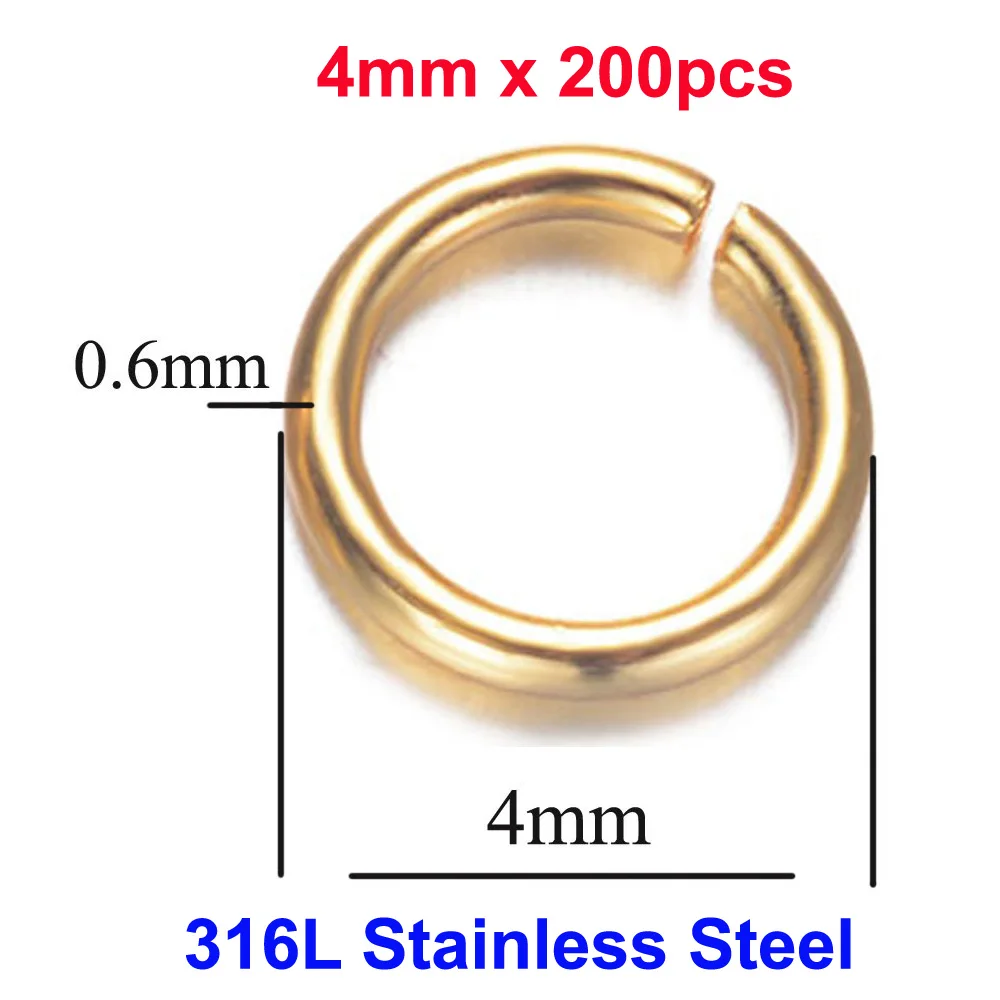 100-3000 stuks 18k goud vacuüm geplateerd 316L roestvrij staal open jump ring kreeftgesp groothandel ketting maken DIY sieraden