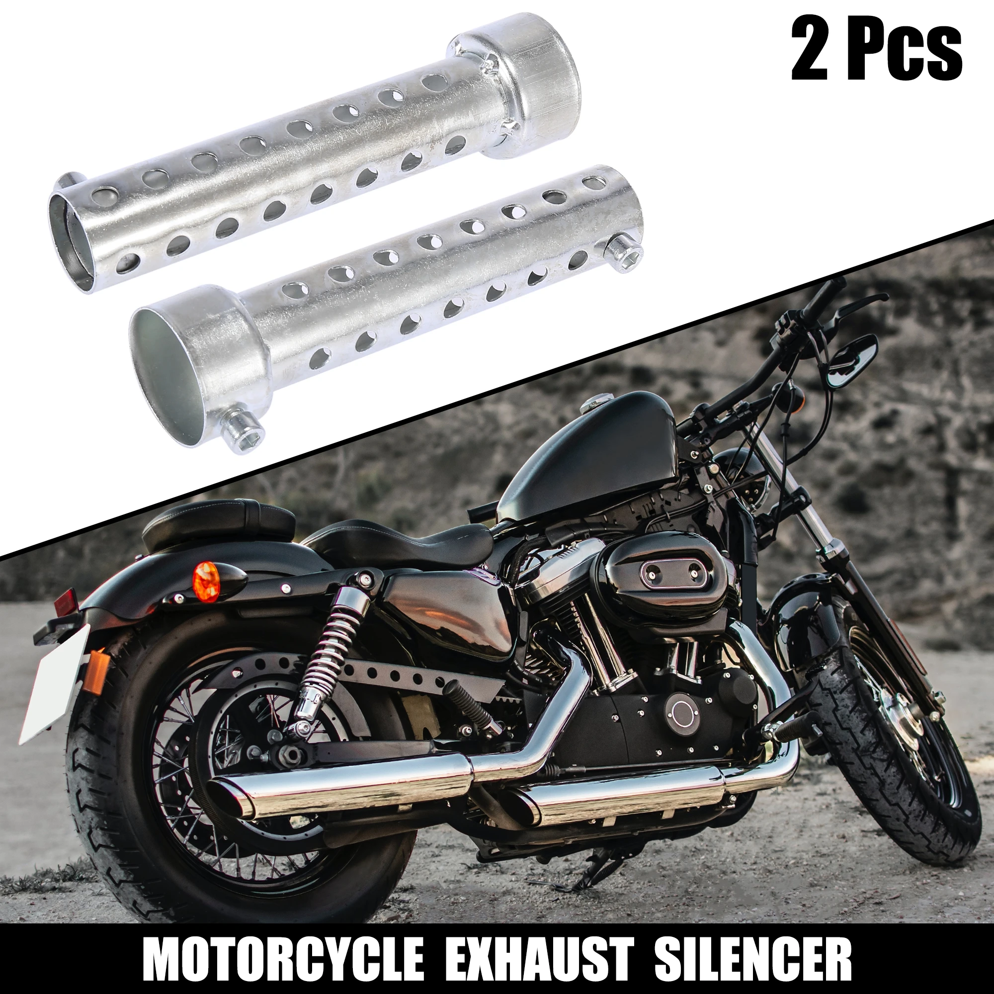 

Motoforti 2pcs 35mm Universal Motorcycle Exhaust Silencer Noise Sound Eliminator Exhaust Insert Muffler Pipe Silver Tone