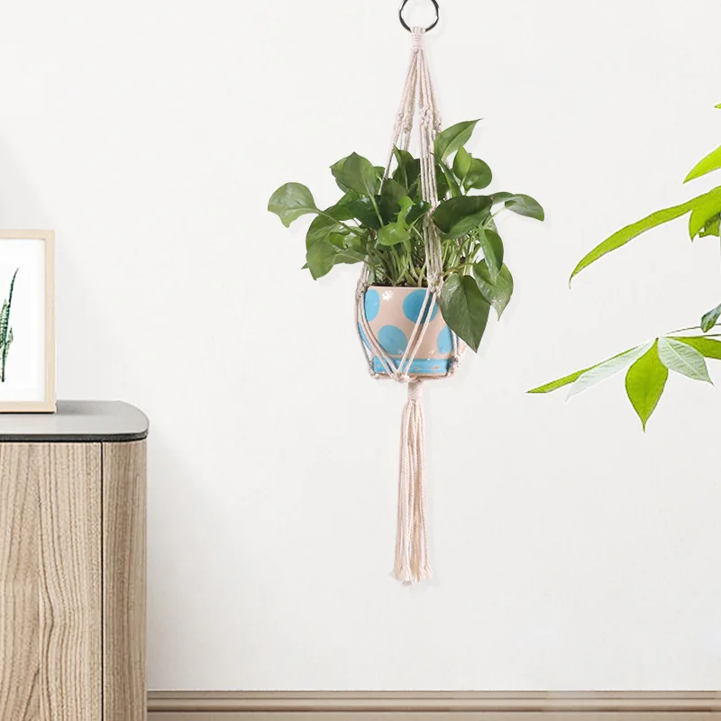 Macrame Minimalist Flower Pot Hanging Baskets Hand Woven Gardening Plant Hanger Basket Mesh Bag Plant Holders Boho Home Decor