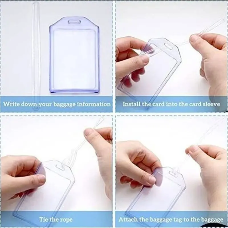 TEXU PVC Heavy Duty Clear Plastic Luggage Tags 40-Pack With Loops Identification ID Cards For Suitcases Includes Card Holder Ins view 2
