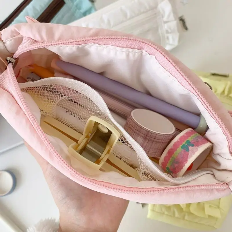 Soft Zippered Star Pencil Case With Transparent Display Lightweight & Spacious Pencil Cases Bag School Supplies Pastel-colored