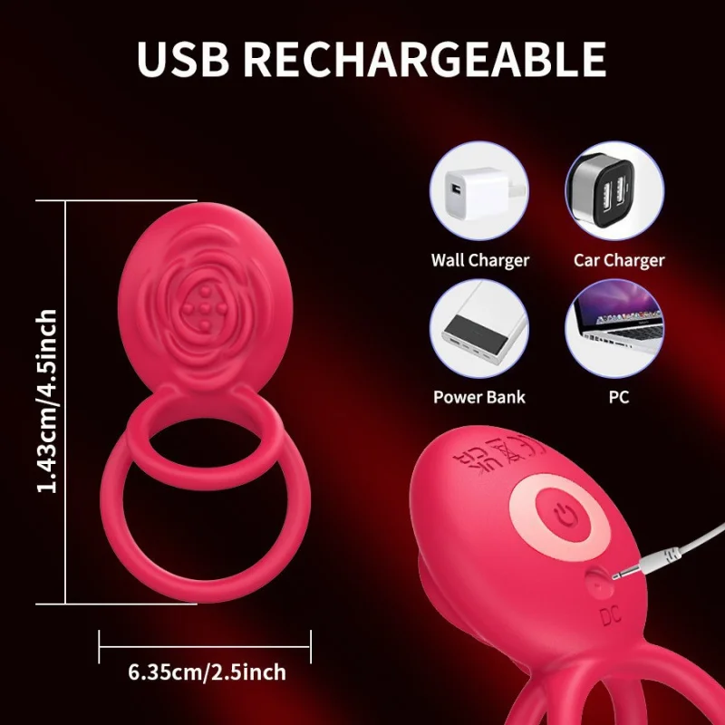 App Rose Anel de travamento vestível para homens, vibração forte, casal, masturbador compartilhado, vibratório para homens