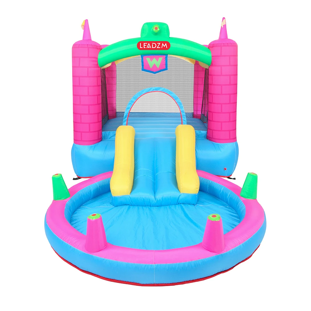 Inflatable Bounce House Water Park Slide Bouncer Climbing Wall Bouncy Castle Large Jumping Area Ideal Kids Jumper
