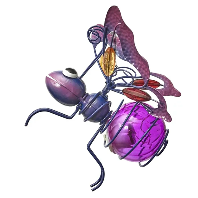 AF90-Statua di insetti in ferro solare con fata luminosa a LED ornamento per albero da appendere impermeabile per esterni per decorazioni artistiche da cortile