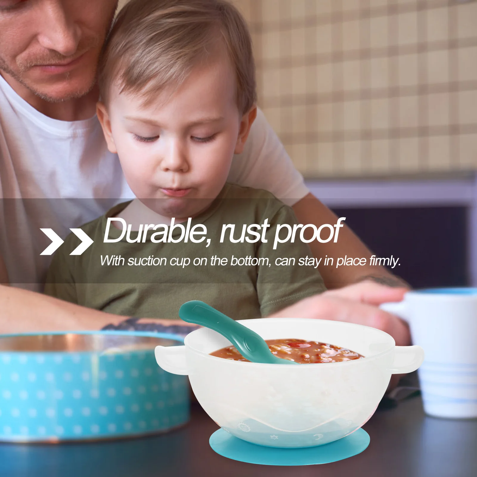 

Набор детских присосок, синяя нескользящая летающая тарелка, дизайнерская присоска, крышка, ложка, безопасная посуда для кормления малышей, набор детских мисок