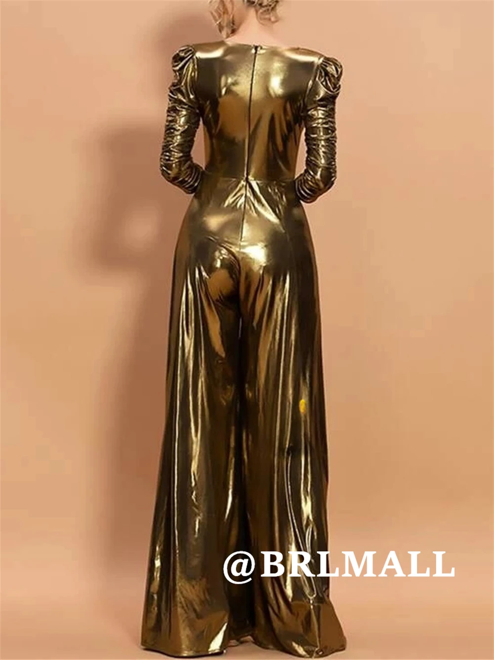 Brmall vestido de baile longo de mangas compridas, vestidos de coquetel personalizados com decote em v, vestidos de noite brilhantes para mulheres, zíper nas costas 2025