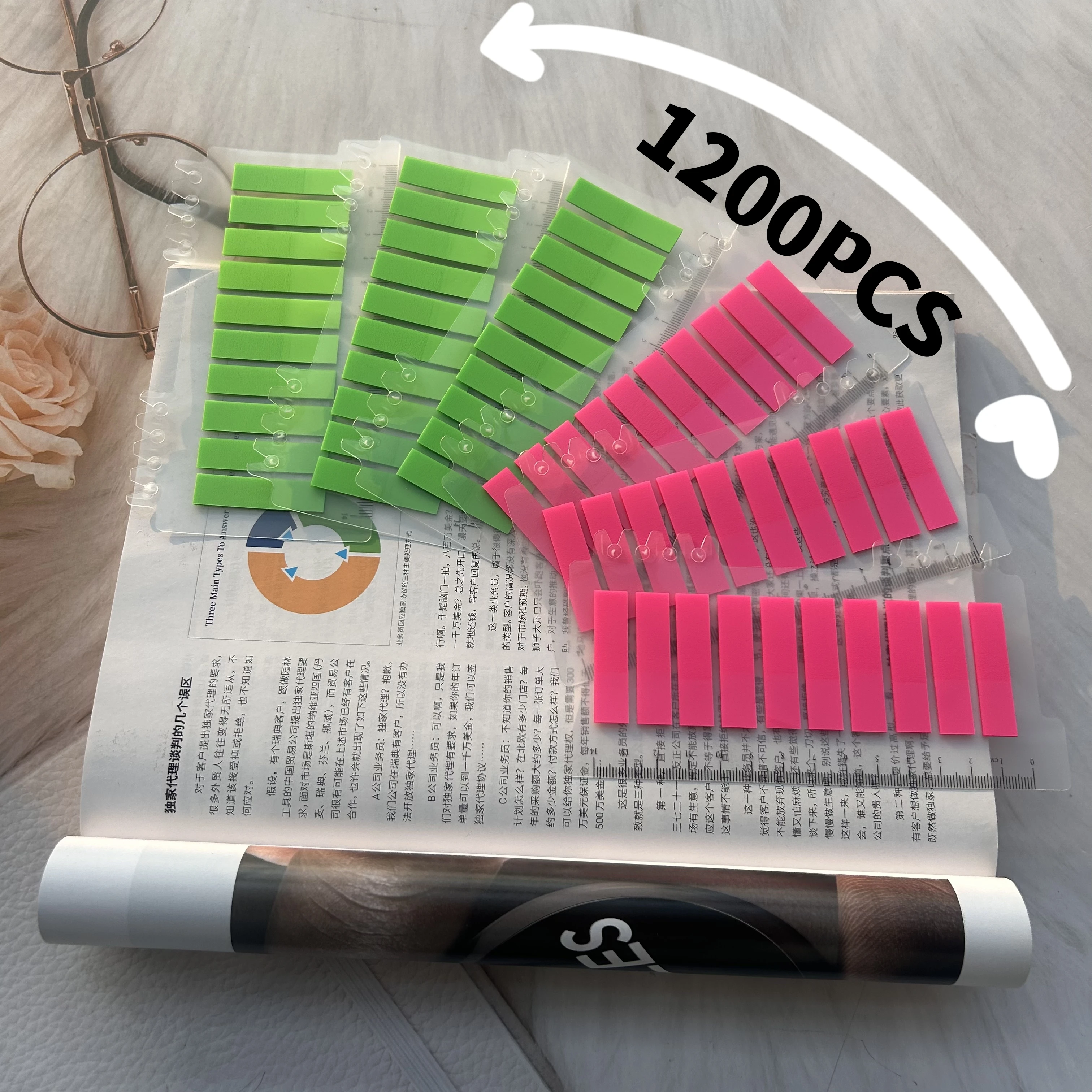 

1200Pcs Cute Sticky Notes, Reusable Waterproof Page Markers & Index Tabs for File, Book, Wrong Question Annotation