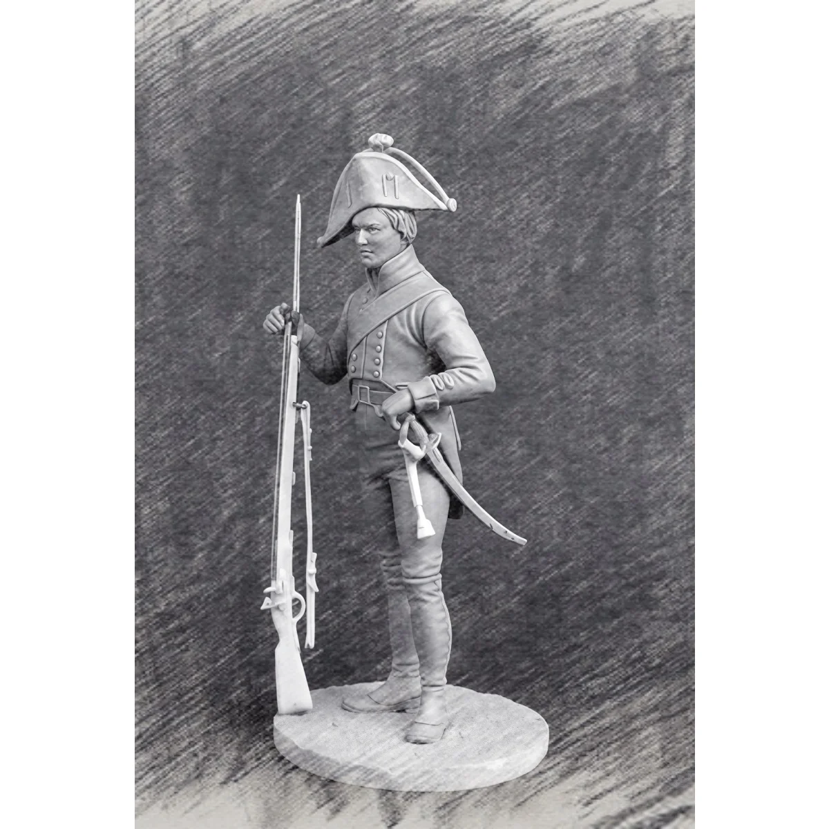 54mm resin unpainted model kit, military theme, Prussian infantry musketeer unassembled and unpainted GK