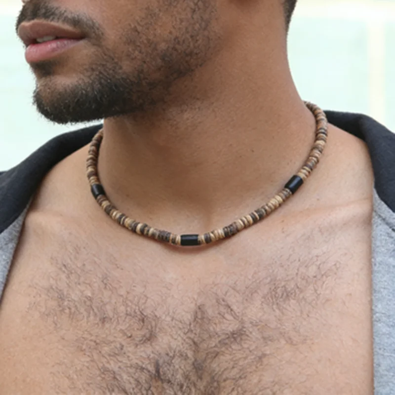 New Handmade Bohemian Coconut Shell Choker Necklace Men 4 Styles Available Natural Beaded Casual Versatile Accessory Healing