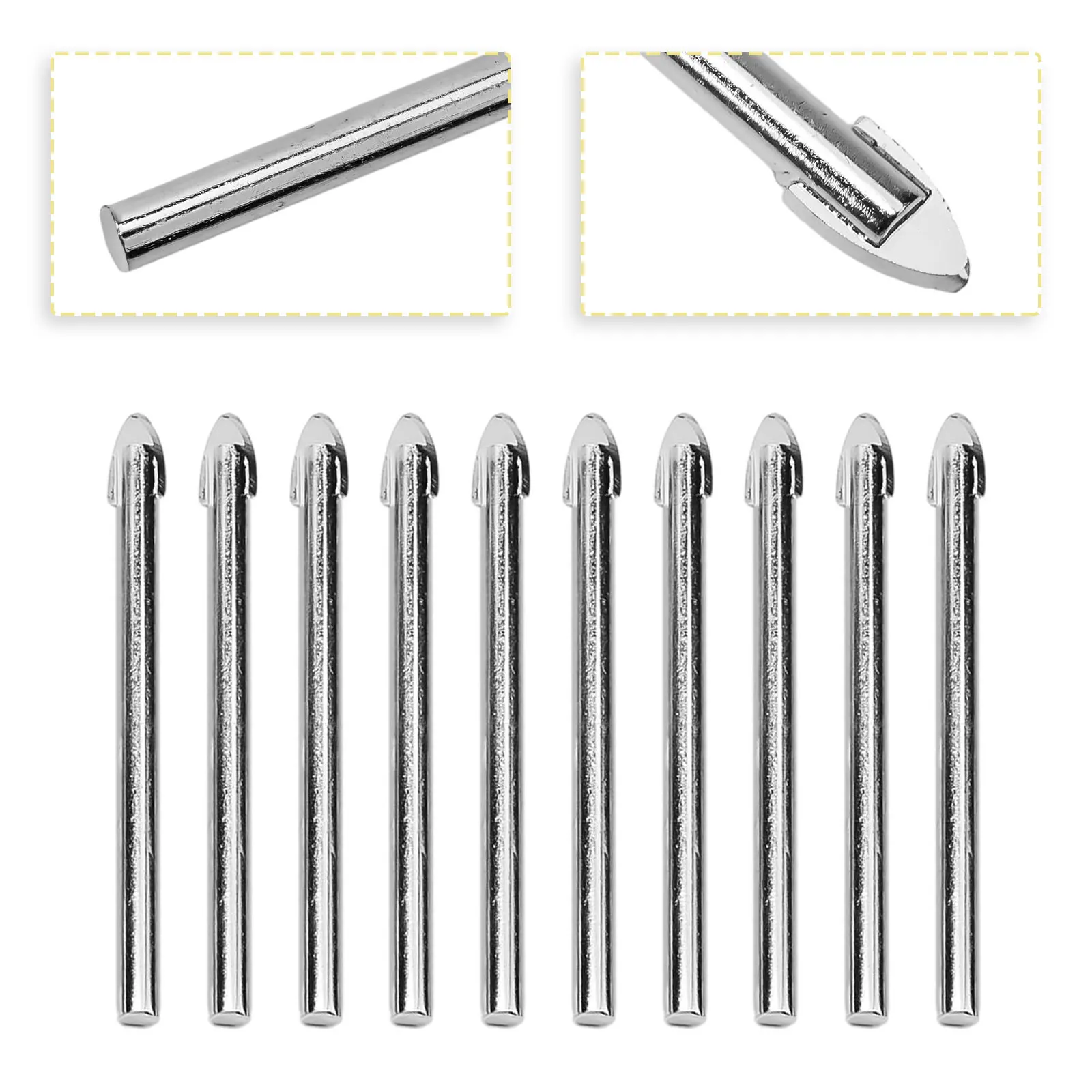 10pcs 6mm Carbide Drill Bits for Glass Ceramic Tile Granite and Brick Drilling with Stable Shank Diameter 4.5mm