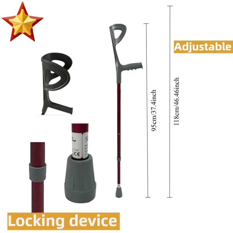 

Трость Crozier Crosier, трость из алюминиевого сплава, легкая противоскользящая костыль, регулируемая по высоте телескопическая локоть для инвалидов