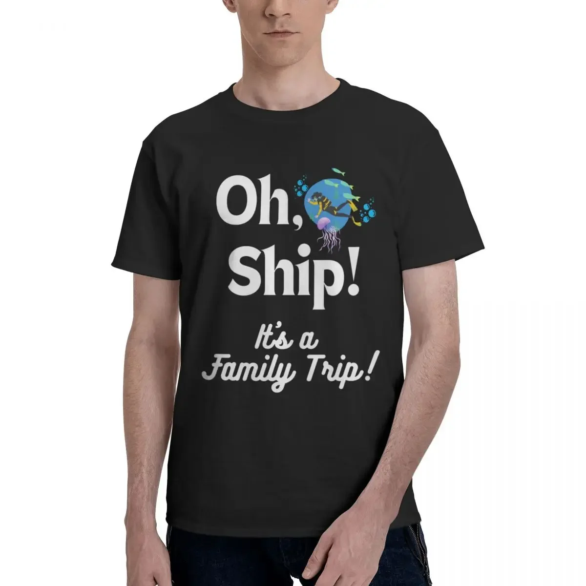 Oh Ship It's A Family Trip Oh Ship Cruise Travel Lover Vacation Oversized Graphic T Shirt Men Women T-Shirts Short Sleeve Tops