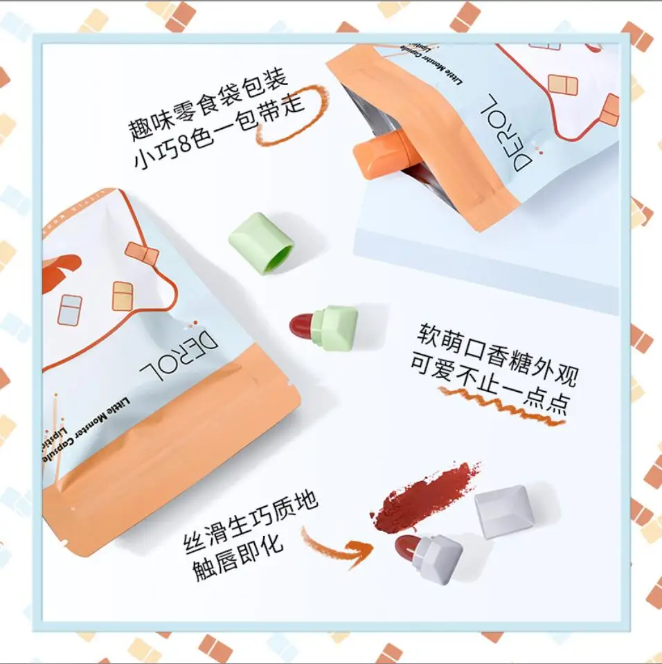 8 Colors Cute Mini Lipstick Set Candy Matte Velvet Capsule Waterproof Long Lasting Cosmetic Easy Color Lipstick Kit T2101