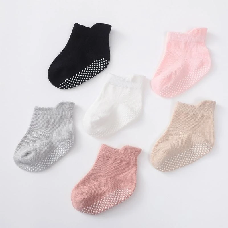 

M76C & Practical Baby Socks with Grips Knitted Cotton Socks for Confident Step
