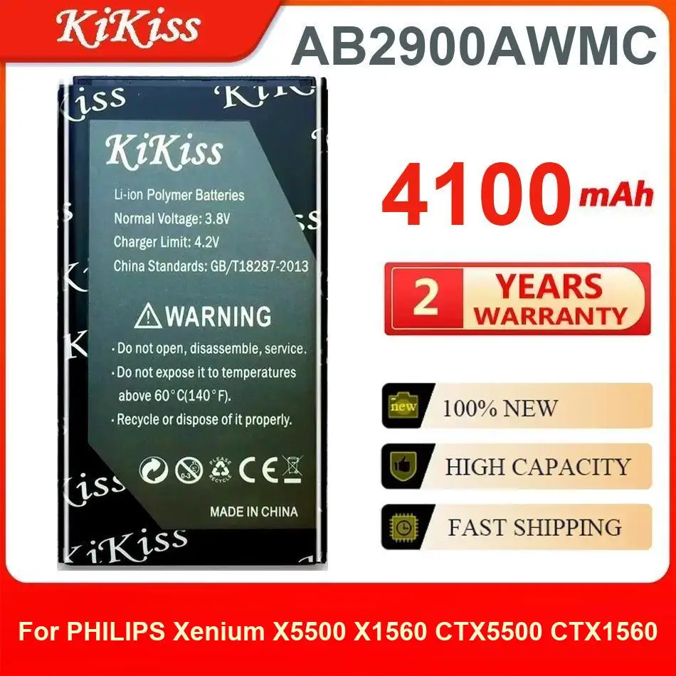 بطارية كيكيس لشركة فيليبس زينيوم X5500 X1560 CTX5500 CTX1560، AB2900AWMC، 4100Mah