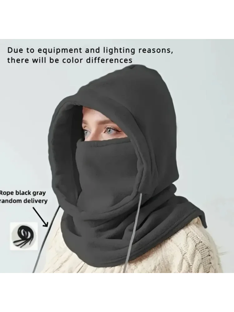 AliExpress Unisex Winter Balaclava Knit Hood - Windproof Mask with Drawstring, Motorcycle Riding Headgea Warm Knitted Cap Cold Weather