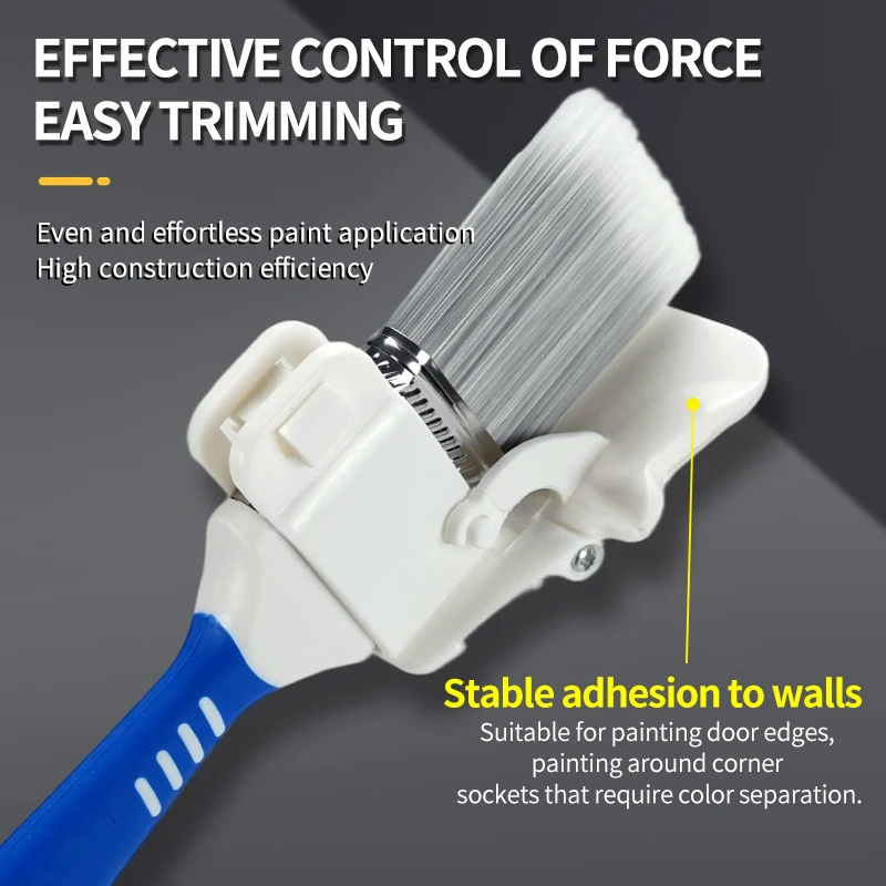 2 Pcs Professional Paint Edging Brush 180° Rotating Shield Anti-Slip Grip Wall Conforming Design for Accurate Painting