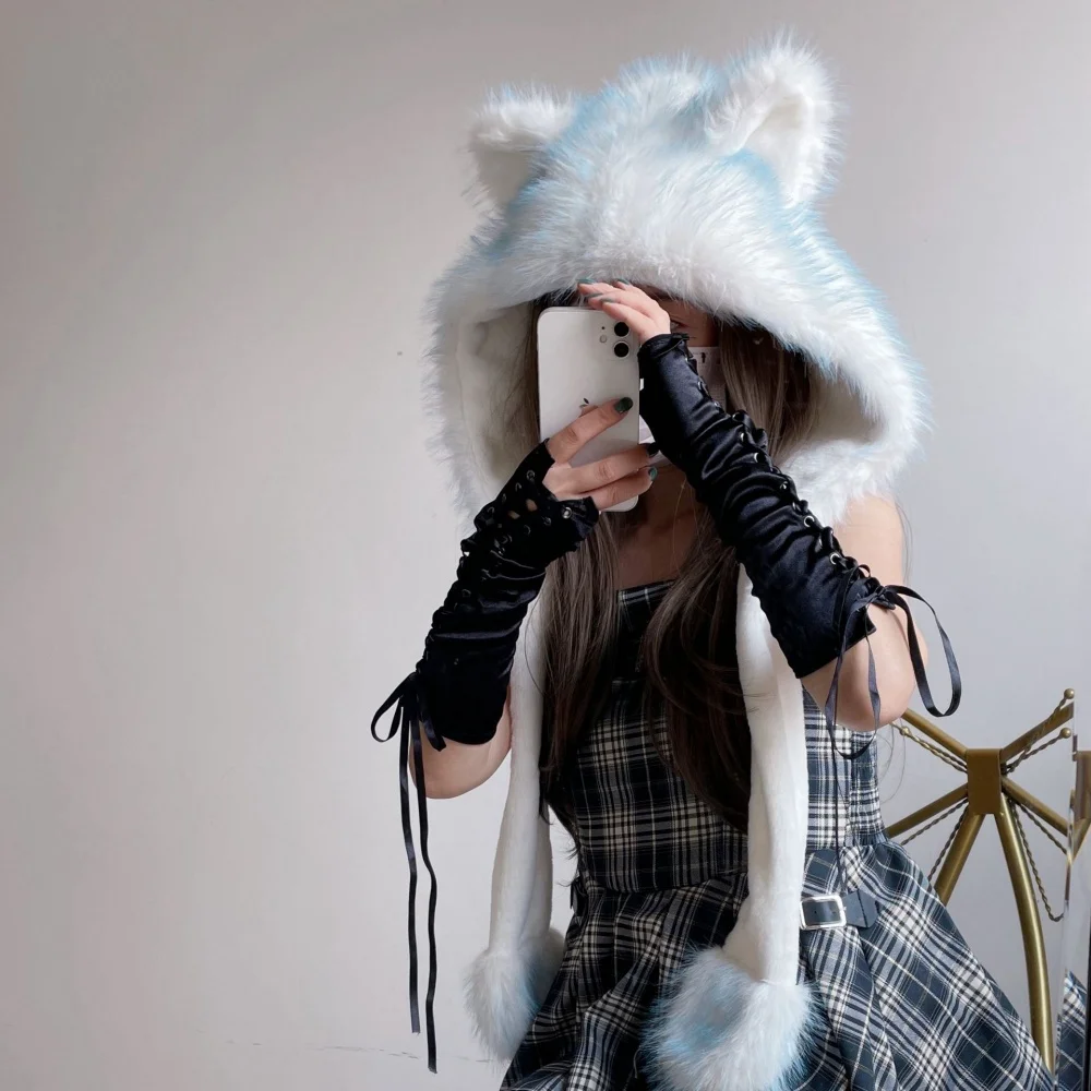 Y2K Cosplay Herfst Winter Nieuwe Warme Oorhoed Sjaal Set-2-in-1 Ontwerp met Gehoorbescherming Zacht Pluche Materiaal Perfecte Accessoires