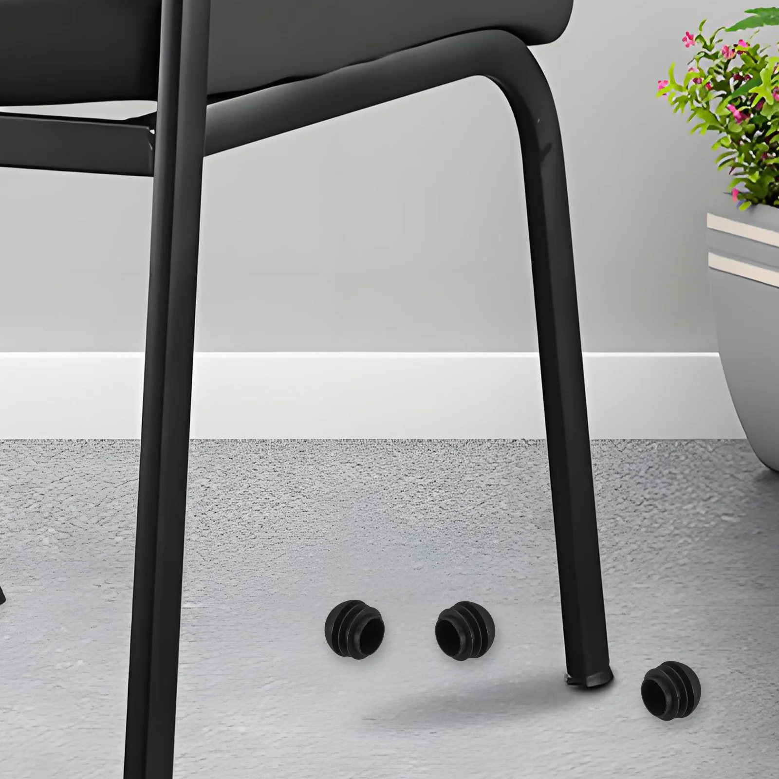 

30Pcs Plastic Chair Leg End Caps Furniture Tube Inserts Semi Spherical Shape Pipe Stoppers Protective Covers 25mm Black Floor