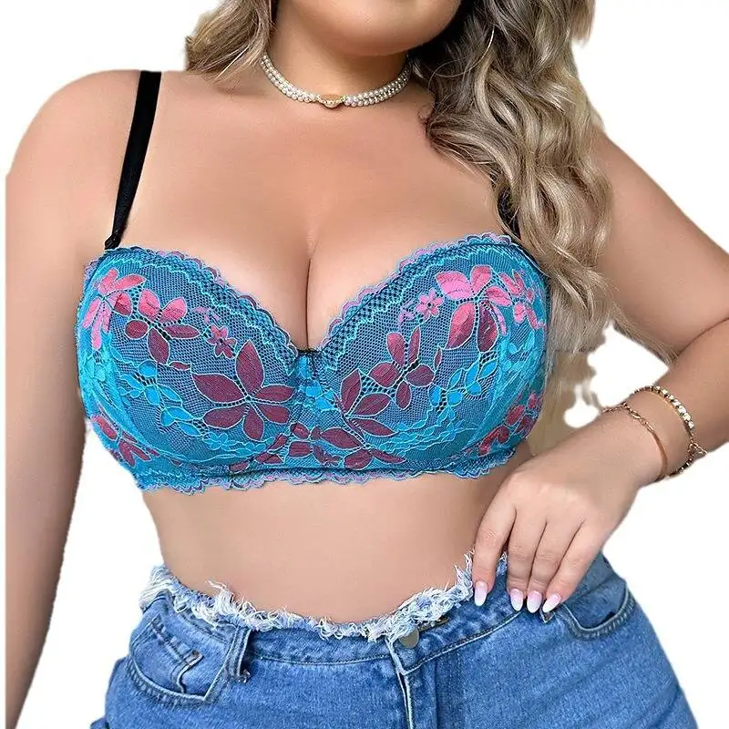 Plus Sexy Size Lace Adjustable Woman Fashion Women Lingerie Designed For Larger Busts Underwire Push Up Features