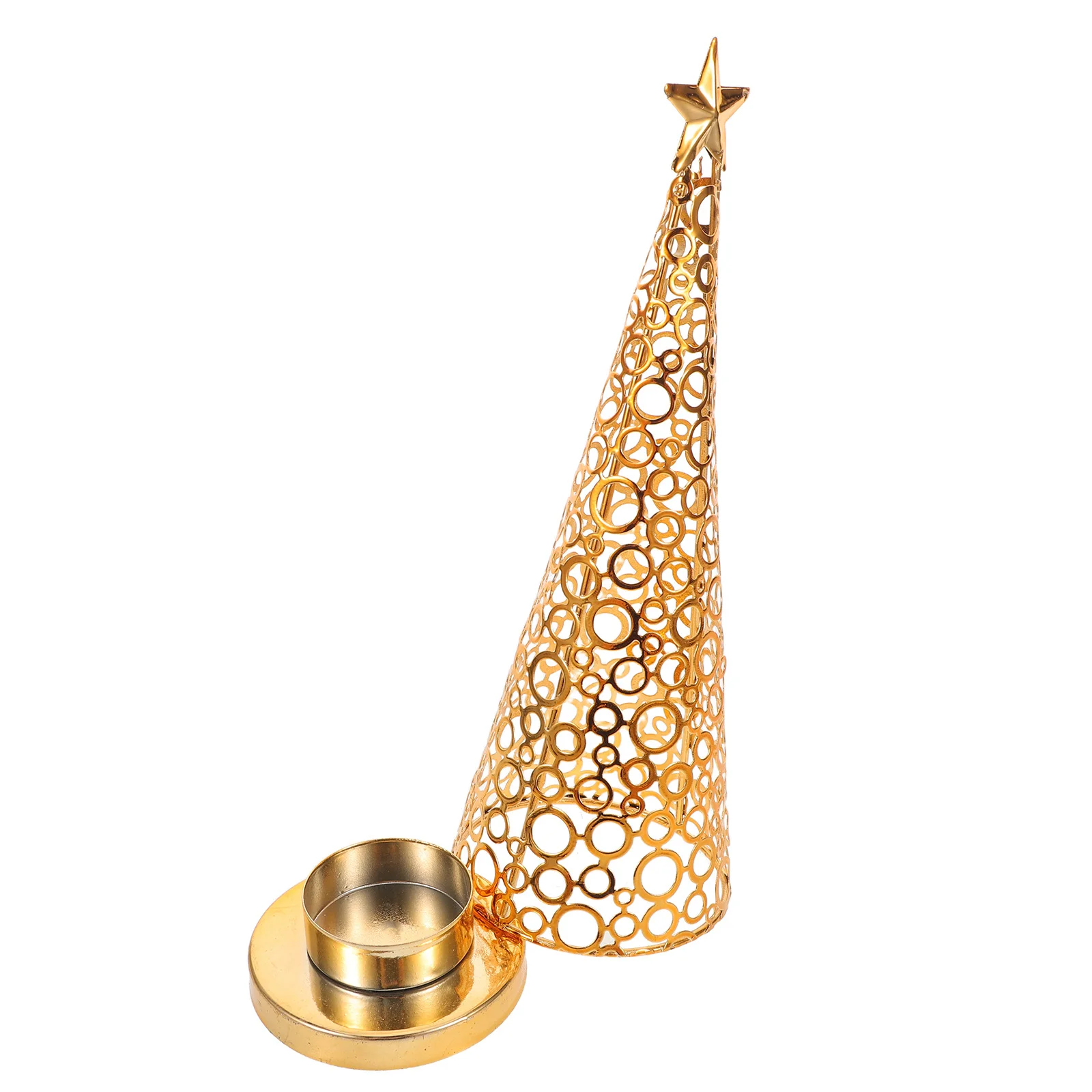 

Christmas Tree Holder Metal Hollow Design Pillar Stand Holiday Fireplace Mantle Table Centerpiece