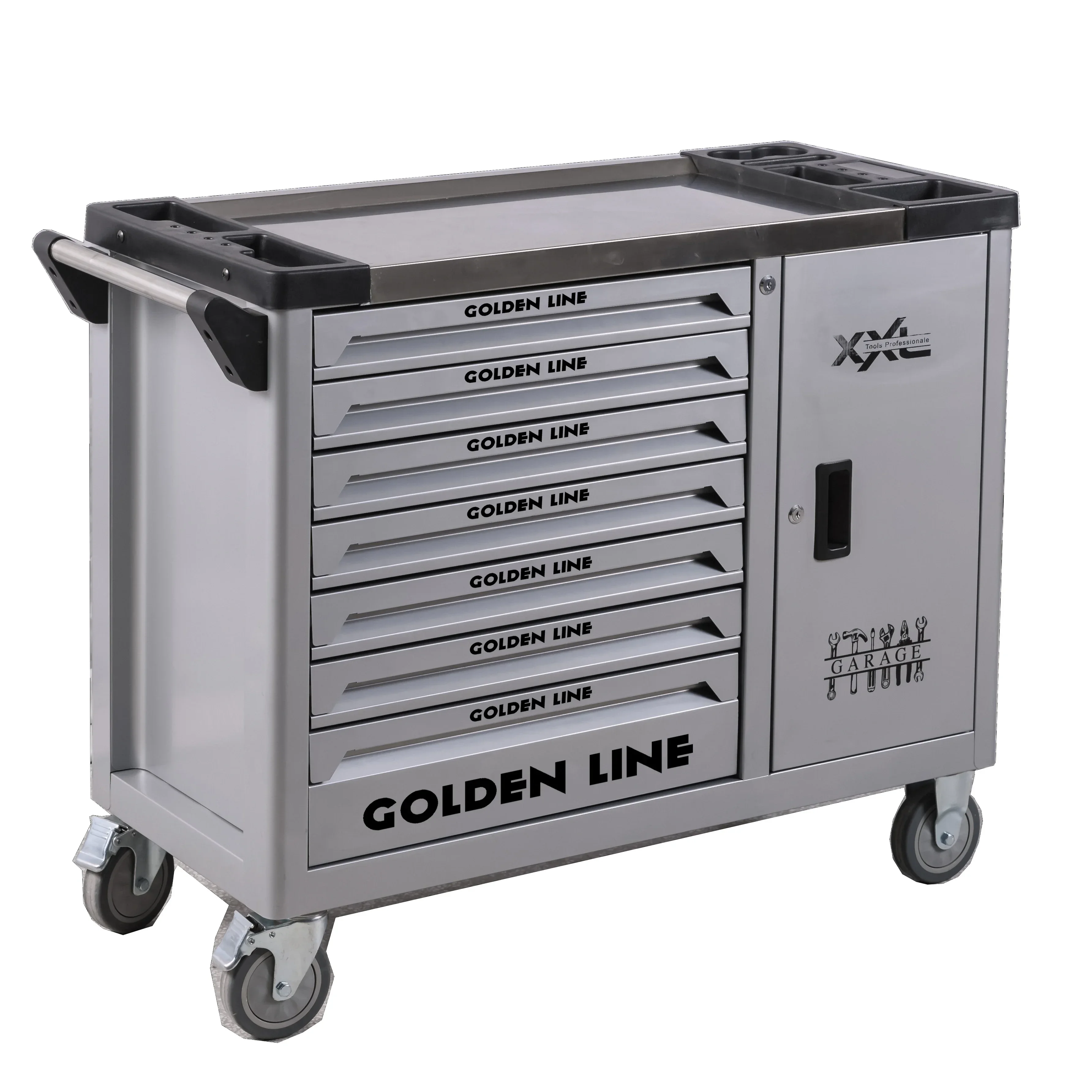 Cheap And Fine Auto Repair Garage Roller Cabinet 7-drawer Tool Cabinet Workshop Tool Storage Silver Tool Trolley